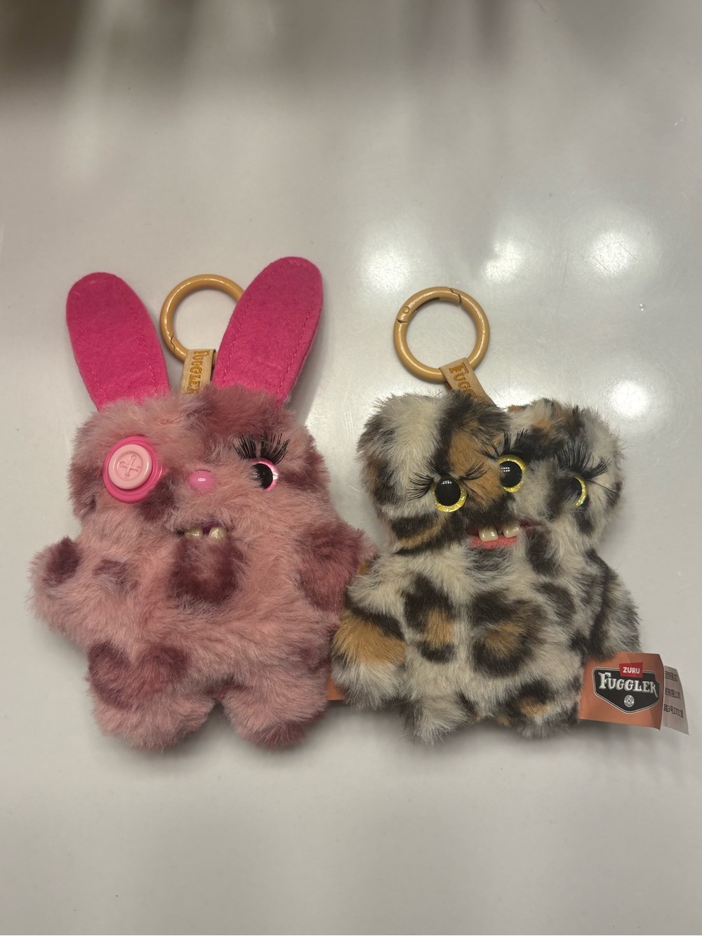 Fuggler Baddies Plush Keychain - Pink Bunny & Leopard Style